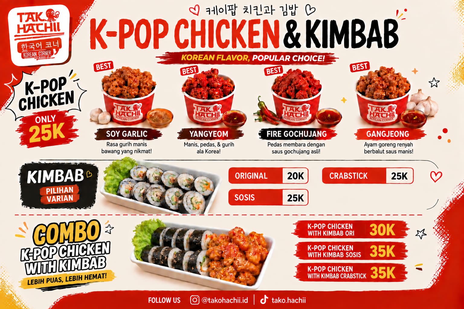 Menu K-Pop Chicken & Kimbab Tako Hachii